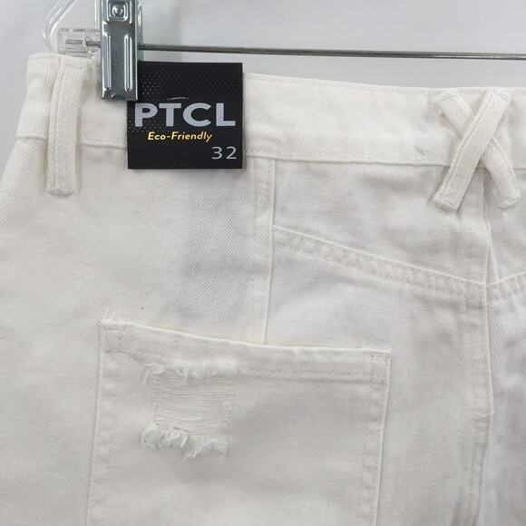 PTCL Women's Stretch Straight Cropped Denim Jeans High Rise White Size 32 NWT - Picture 4 of 8